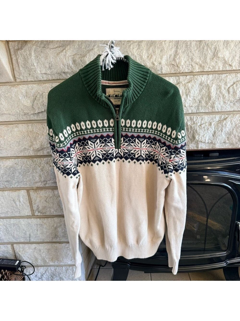 Weatherproof Fair Isle Men's Medium Zip-Up Sweater